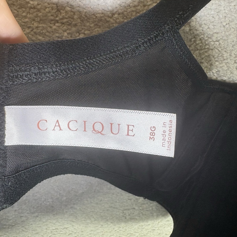 Cacique‎ Smooth Balconette Bra 38G Lightly Lined Underwire Black Adjustable - Picture 4 of 9